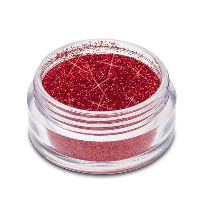 Kosmetik Glitzer Elsbeth Red in einem Klarsicht Tiegel