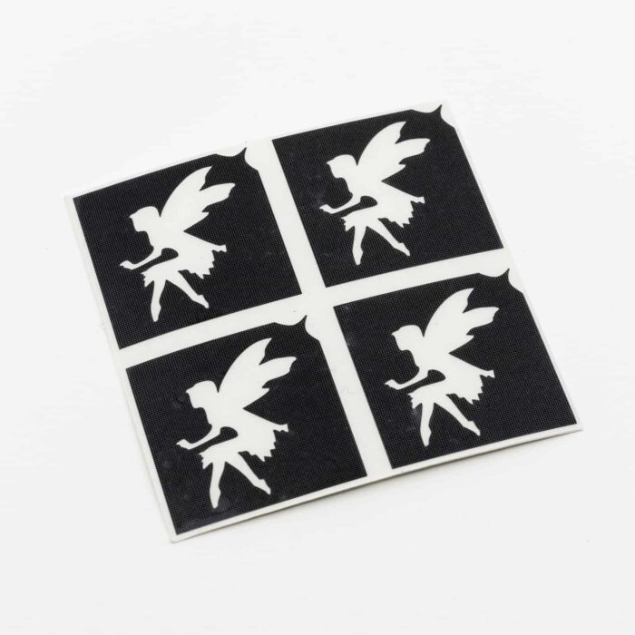 4 Mini Waldfee Glitzertattoos 4 Stück 4x4 auf einem Träger