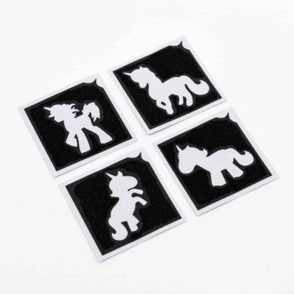 4 Mini Glitzertattoo Schablone Motiv Bambini Einhorn