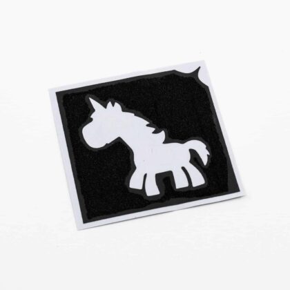 Schablone für Glitzertattos Bambini Einhorn Abby