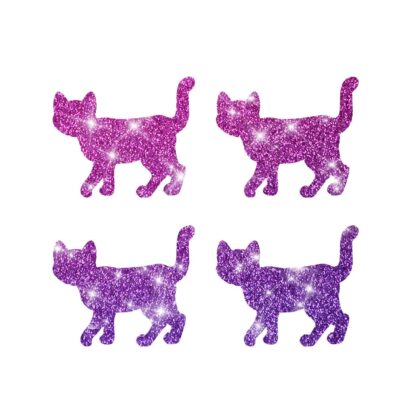 4 Mini Katzen Glitzertattoos 4 Stück 4x4 auf einem Träger