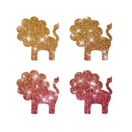 4 Mini Löwe Glitzertattoos 4 Stück 4x4 auf einem Träger