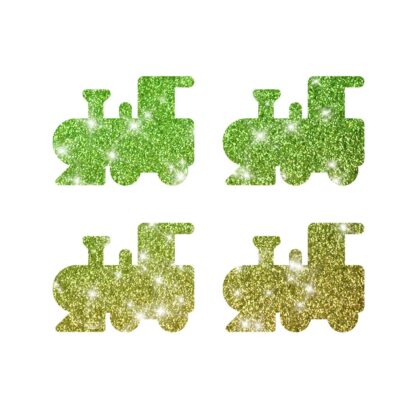 4 Mini Lokomotive Glitzertattoos 4 Stück 4x4 auf einem Träger