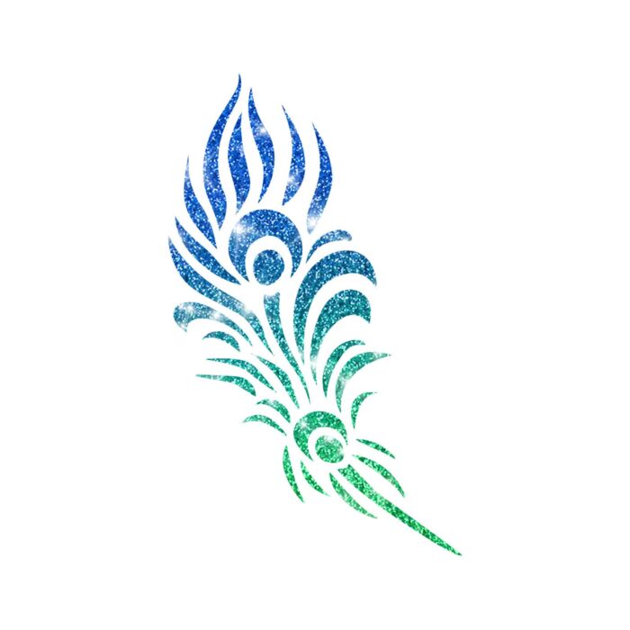 Glitzertattoo Schablone Pfauenpfeder