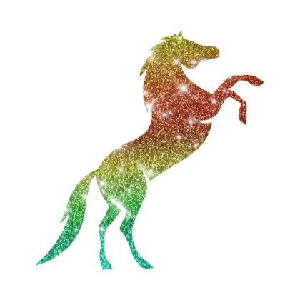 Schablone Sprungpferd güt Glitzertattoos 3lagig entgittert und zugeschnitten für Kinder 6,0 x 6,0cm