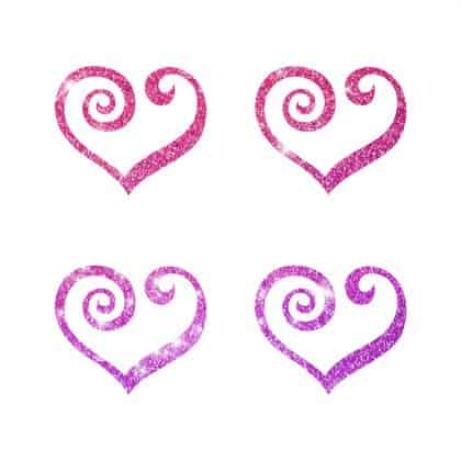 Glitzertattoo Schablonec4 Minis Herz geschwungen