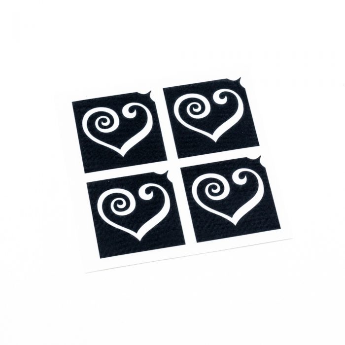 Glitzertattoo Schablone 4 Minis geschwungenes Herz