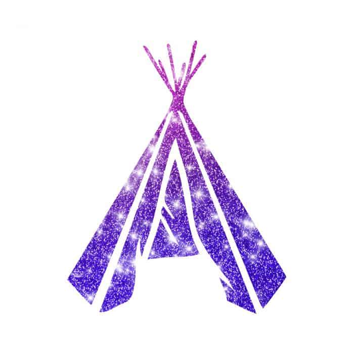 tipi Glitzertattoo Schablone Indianer Tipi