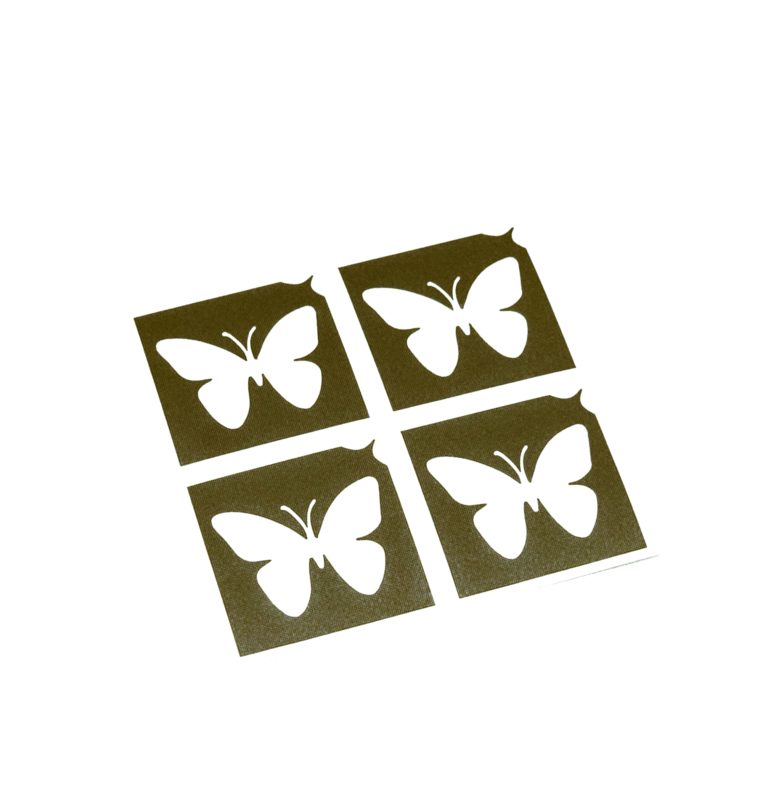 Glitzertattoo shop 4 Mini Schmetterlinge fuer Glitzertattoos 3lagig, entgittert und zugeschnitten