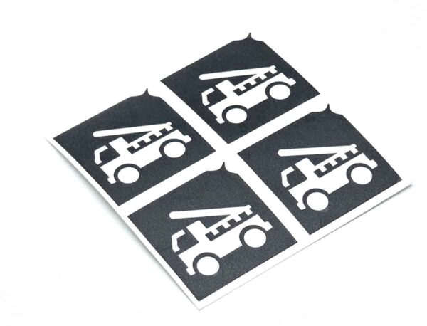Glitzertattoo Shop 4 Mini Feuerwehrautos fuer Glitzertattoos, 3lagig, entgittert und zugeschnitten