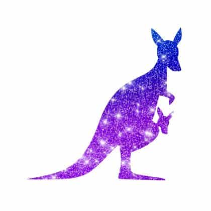 Glitzertattoo Schablone Känguru mit Baby
