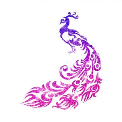 Glitzertattoo Schablone Pfau rechts
