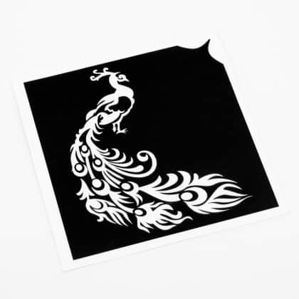 Glitzertattoo Schablone Pfau
