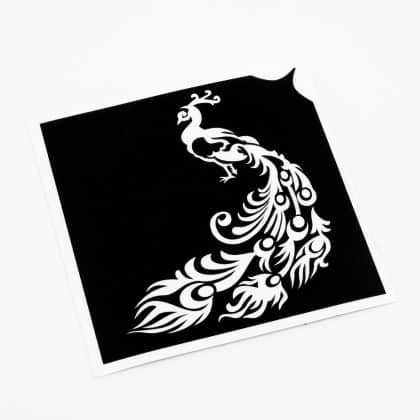Glitzertattoo Schablone Pfau