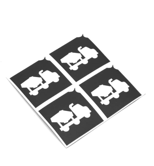Schablone fuer Glitzertattoos 4 Mini Betonmischer 3lagig entgittert und zugeschnitten