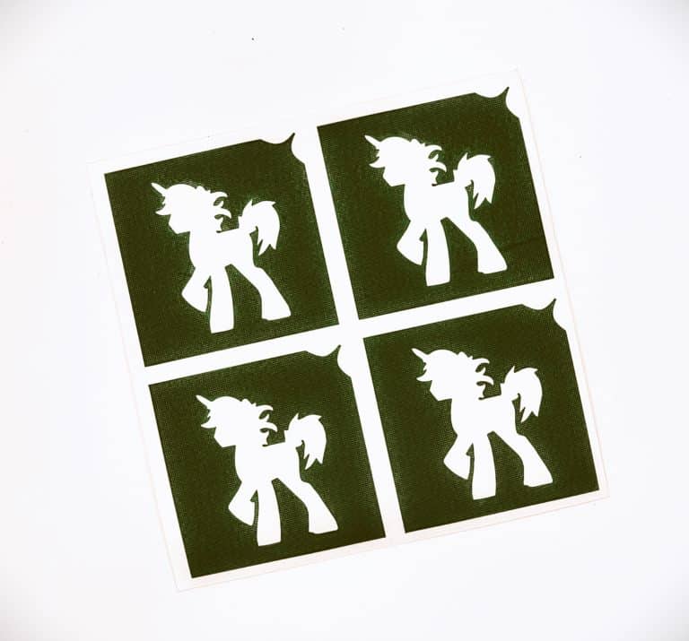 Glitzertatto shop 4 Mini Einhörner Schablonen für kleine Kinder ab 3 Jahre