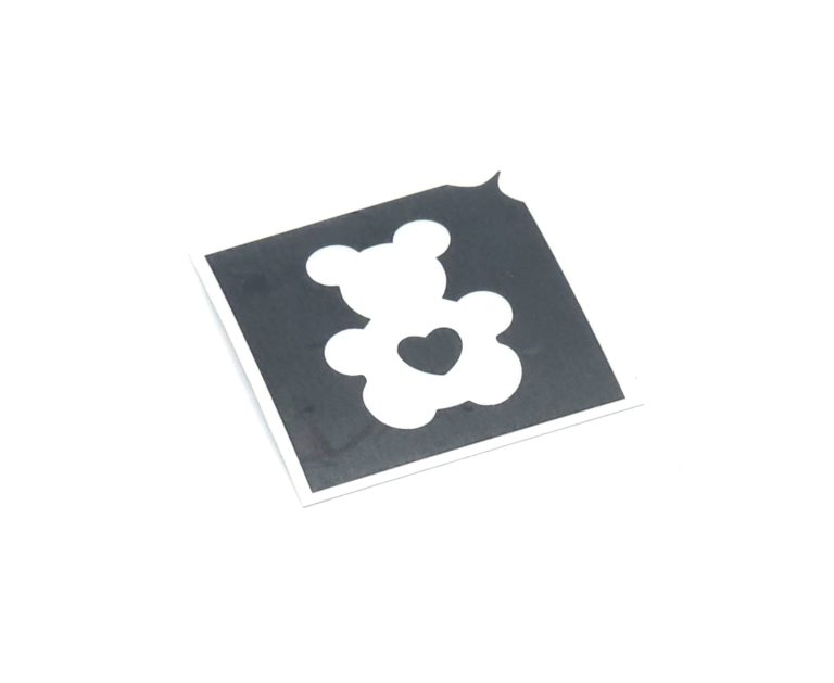 Glitzertatto Shop Herz Baerchen fuer Glitzertattoos Schablone 3lagig, entgittert und zugeschnitten