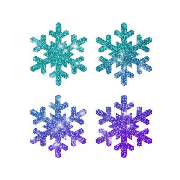 4 Mini Schablonen Schneeflocke 1 3lagig, entgittert. 4 Glitzertattoos