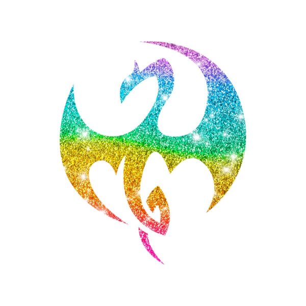Regenbogen Dragon Schablone für Glitzertattoos 3lagig entgittert und zugeschnitten