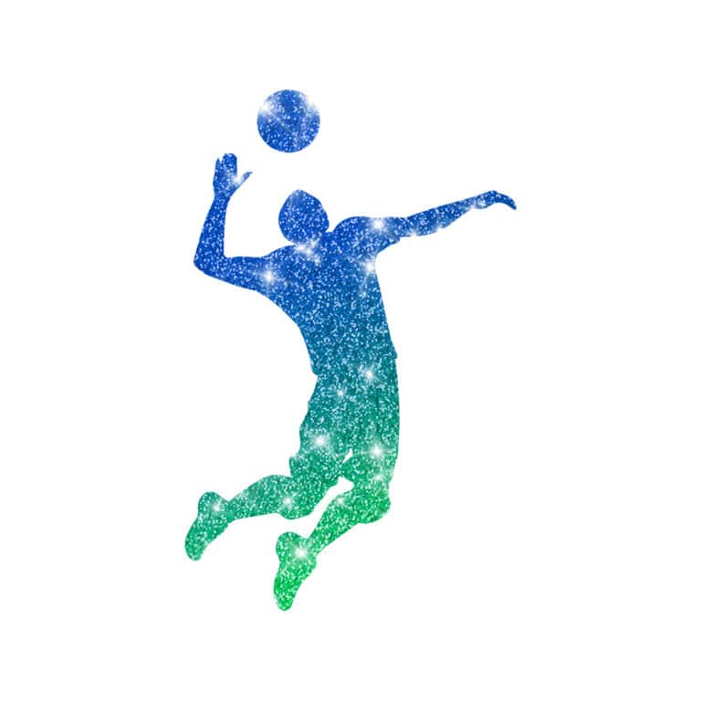 Volleyballer Schablone für Glitzertattoos 3lagig und entgittert