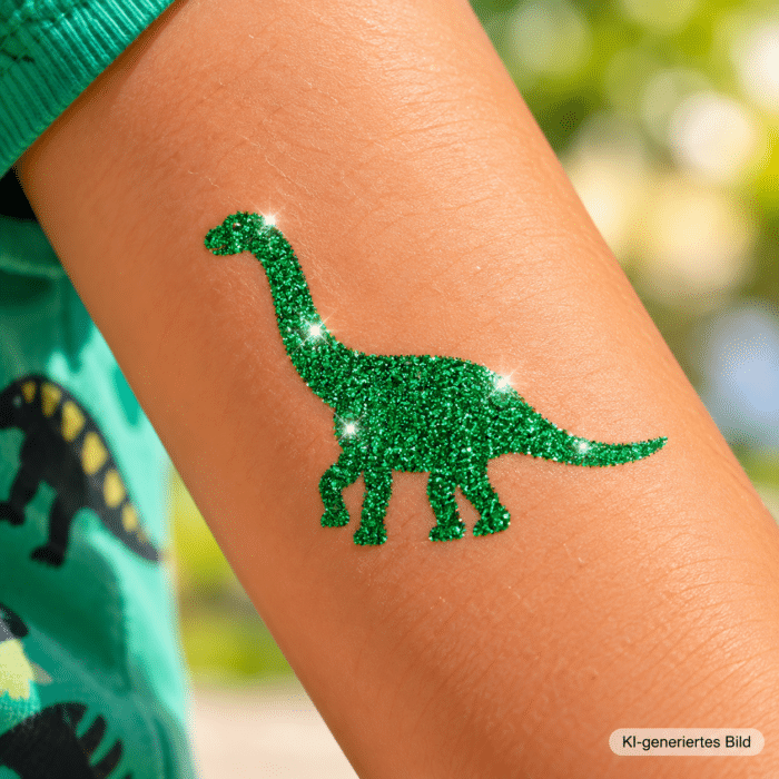 Glitzertattoo Dinosaurus