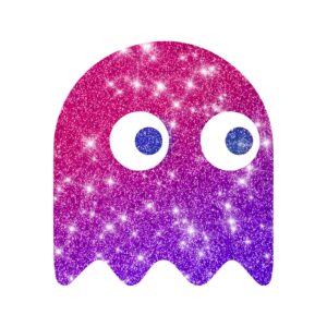 Glitzertattoo Schablone Pacman Geist 3lagig entgittert und zugeschnitten