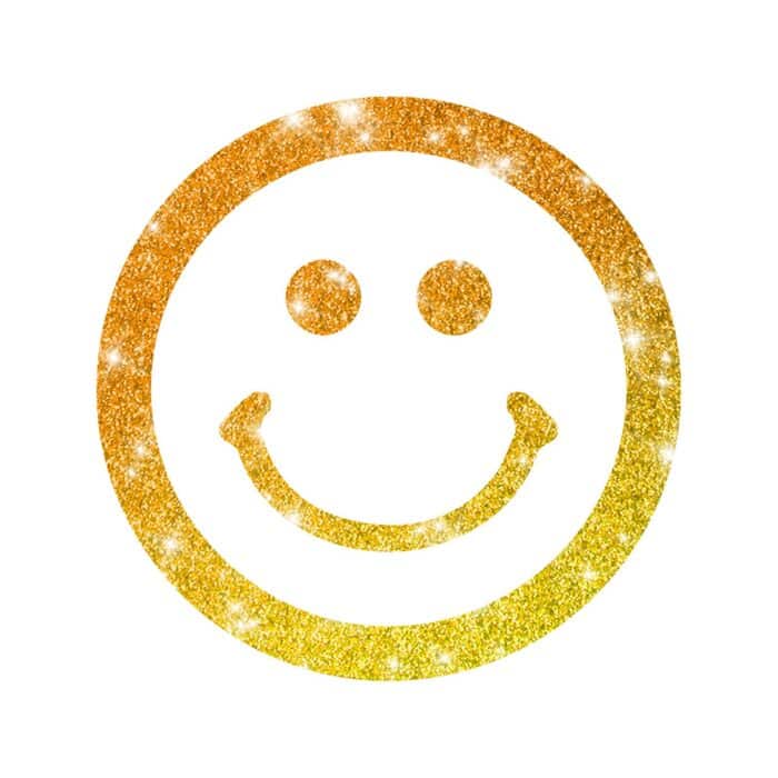 Lächeln Smilie Schablone für Glitzertattoos 3 lagig entgittert und zugeschnitten