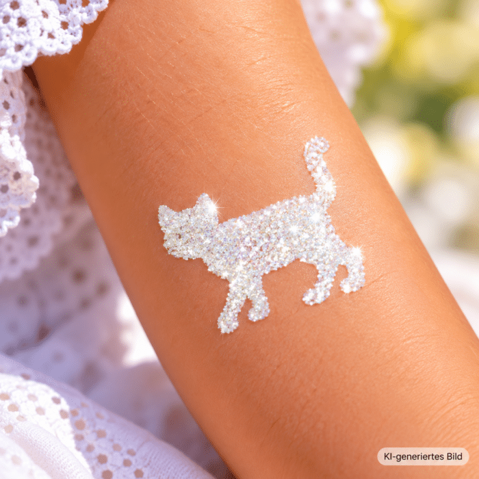 Glitzertattoo schleichende Katze