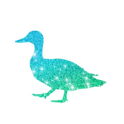 Ente Schablone für Glitzertattoos, 3lagg, entgittert und zugeschnitten 6,0 x6,0cm