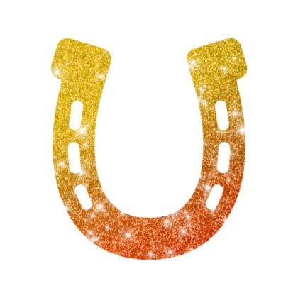 Hufeisen Schablone für Glitzertattoos aus demGlitzertattoo-shop, 3lagig, entgittert und zugeschnitten,6,0 x 6,0cm