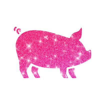 Glitzertattoo Schweinchen Schablone für Kinderfeste auf dem Bauernhof. 3 lagig, Entgittert und zugeschnitten. 6,0 x 6,0cm