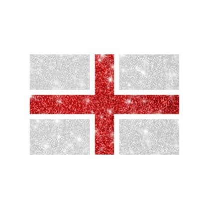 England Flagge Schablone für Glitzertattoos. Sie ist 3lagig, entgittert und zugeschnitten. Die Größe beträgt 6,5 x 5,0cm. Zusätzlich benötigt man Profi Hautkleber und Bio Glitzer aus unserem Glitzertattoo Shop