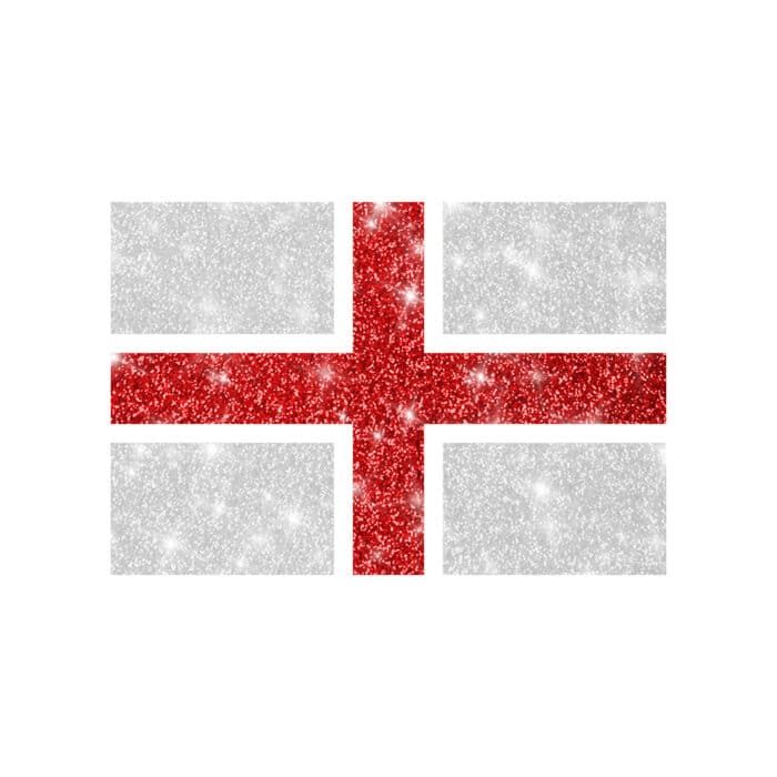 England Flagge Schablone für Glitzertattoos. Sie ist 3lagig, entgittert und zugeschnitten. Die Größe beträgt 6,5 x 5,0cm. Zusätzlich benötigt man Profi Hautkleber und Bio Glitzer aus unserem Glitzertattoo Shop