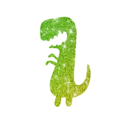 Kita T Rex Stego Schablone für Glitzertattoos für kleine Bambinis. 3-lagig, entgittert und zu geschnitten in der Größe 4,5 x4,5cm. Ideal für kleine Kinderärmchen ab 3 Jahre. Zusätzlich benötigt man Profi Hautkleber und Bio Glitzer.