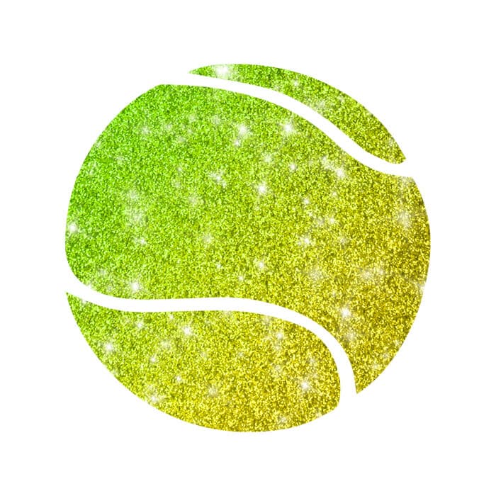 Tennis Ball Schablone für Glitzertattoos, 3lagig, entgittetrt und zugeschnitten. Profi Hautkleber und Bioglitzer nötig. Größe 6,0 x 6,0cm