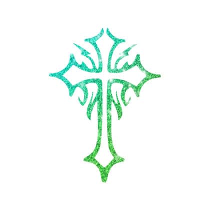 Tiagodoll-Kreuz-1. Glitzertattoo Schablone für Festivals und Veranstaltungen.