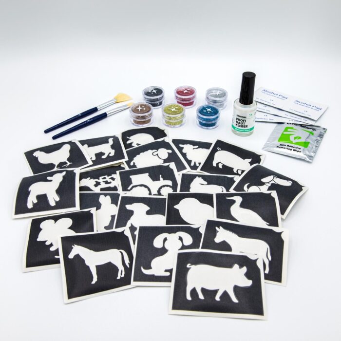 Bauernhof-Tiere-Glitzertatto-Set