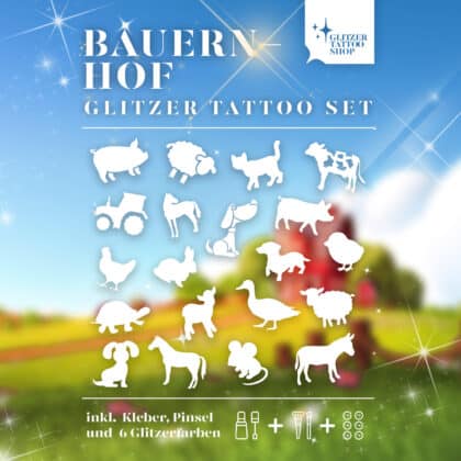 Bauernhoftiere-Glitzertattoo-Set