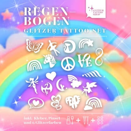 Regenbogen-Glitzertattoo-Set