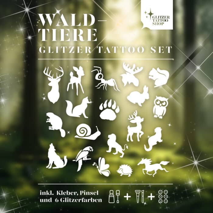 Waldtiere-Glitzertattoo-Set