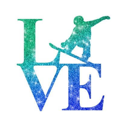 Snowboard-Love Glitzertattoo