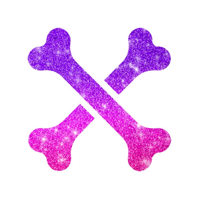 Grusel-Knochen Glitzertattoo